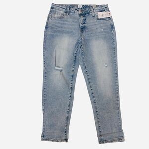 Time and Tru Light Blue Women's Straight Leg Jeans Mid Rise Boyfriend Size 12